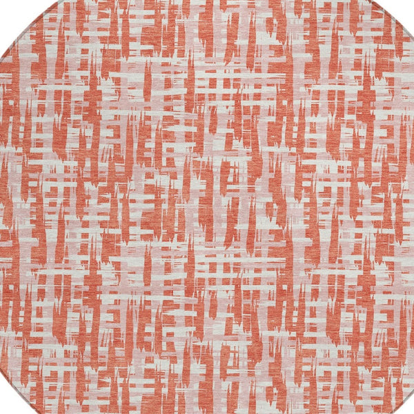 Homeroots 3' Beige And Gray Abstract Washable Indoor-outdoor Area Rug For Stylish Spaces And Durability 8' Round Polyester 602559