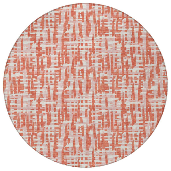 Homeroots 3' Beige And Gray Abstract Washable Indoor-outdoor Area Rug For Stylish Spaces And Durability 8' Round Polyester 602559