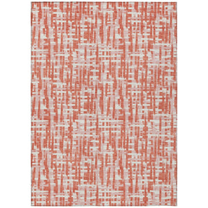 HomeRoots 5' Coral Pink and Ivory Abstract Area Rug - Durable, Washable Indoor Outdoor Style for Any Space 10' X 14' 602562