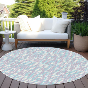 Homeroots 3' Beige And Gray Abstract Washable Indoor-outdoor Area Rug For Stylish Spaces And Durability 8' Round Polyester 602565