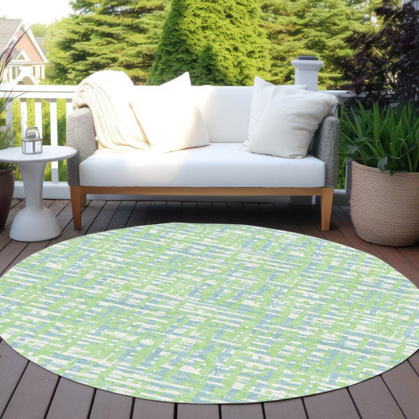 Homeroots 3' Beige And Gray Abstract Washable Indoor-outdoor Area Rug For Stylish Spaces And Durability 8' Round Polyester 602571