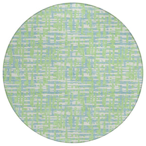 HomeRoots 5' Abstract Mint Green Blue Beige Washable Area Rug for Indoor and Outdoor Stylish Spaces 8' Round 602571