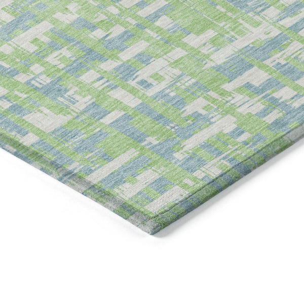 HomeRoots 5' Abstract Mint Green Blue Beige Washable Area Rug for Indoor and Outdoor Stylish Spaces 8' X 10' 602572
