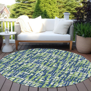 Homeroots 3' Beige And Gray Abstract Washable Indoor-outdoor Area Rug For Stylish Spaces And Durability 8' Round Polyester 602577