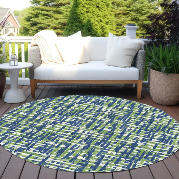 Homeroots 3' Beige And Gray Abstract Washable Indoor-outdoor Area Rug For Stylish Spaces And Durability 8' Round Polyester 602577