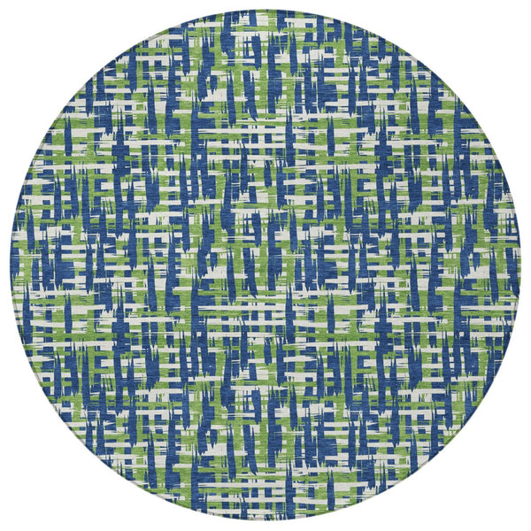 Homeroots 3' Beige And Gray Abstract Washable Indoor-outdoor Area Rug For Stylish Spaces And Durability 8' Round Polyester 602577