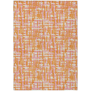 HomeRoots 5' Abstract Washable Area Rug in Vibrant Orange, Pink, and Beige for Indoor/Outdoor Style Boost 5' X 8' 602582