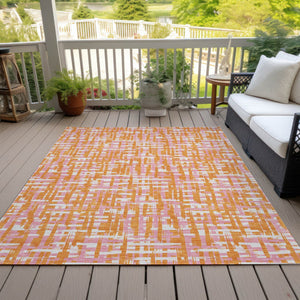 Homeroots 3' Beige And Gray Abstract Washable Indoor-outdoor Area Rug For Stylish Spaces And Durability 8' X 10' Polyester 602584