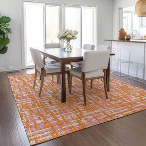 Homeroots 3' Beige And Gray Abstract Washable Indoor-outdoor Area Rug For Stylish Spaces And Durability 9' X 12' Polyester 602585