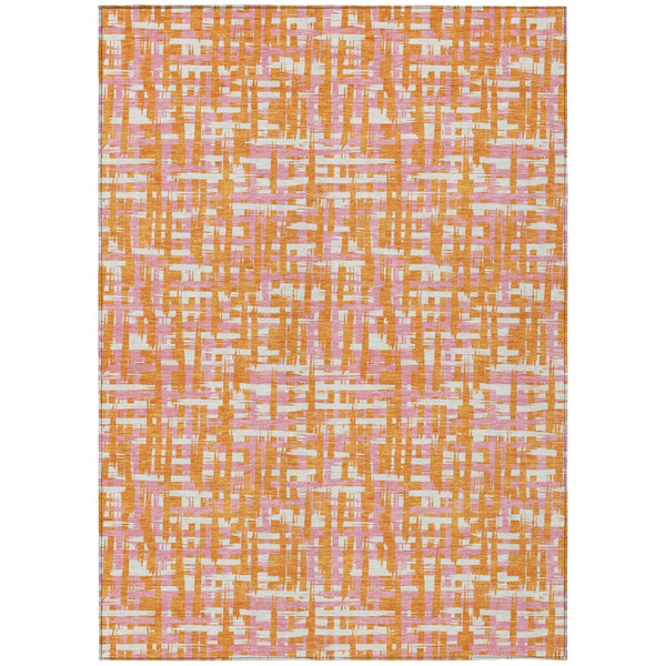 HomeRoots 5' Abstract Washable Area Rug in Vibrant Orange, Pink, and Beige for Indoor/Outdoor Style Boost 10' X 14' 602586