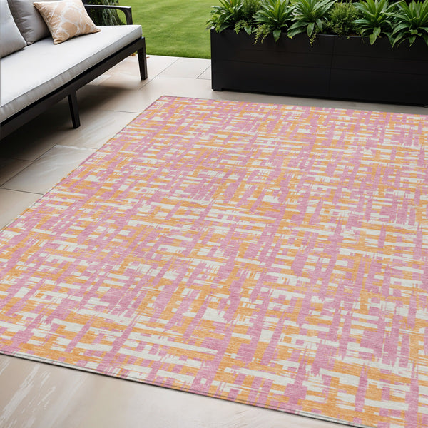 Homeroots 3' Beige And Gray Abstract Washable Indoor-outdoor Area Rug For Stylish Spaces And Durability 5' X 8' Polyester 602588