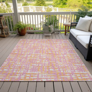 Homeroots 3' Beige And Gray Abstract Washable Indoor-outdoor Area Rug For Stylish Spaces And Durability 5' X 8' Polyester 602588