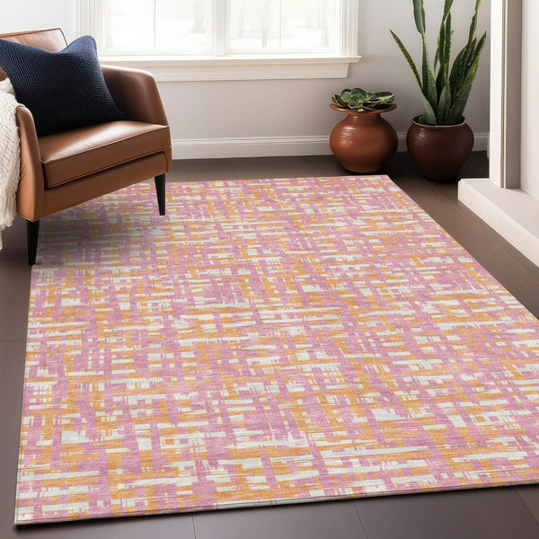 Homeroots 3' Beige And Gray Abstract Washable Indoor-outdoor Area Rug For Stylish Spaces And Durability 5' X 8' Polyester 602588