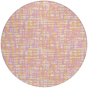 Homeroots 3' Beige And Gray Abstract Washable Indoor-outdoor Area Rug For Stylish Spaces And Durability 8' Round Polyester 602589