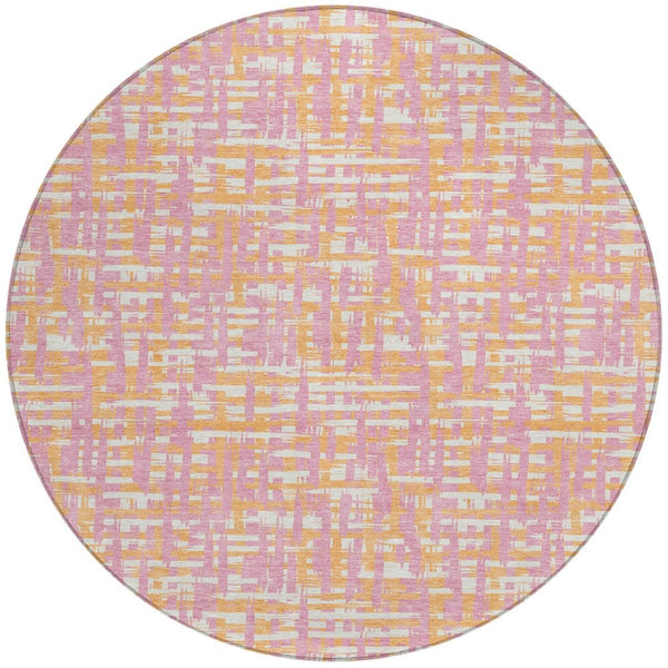 Homeroots 3' Beige And Gray Abstract Washable Indoor-outdoor Area Rug For Stylish Spaces And Durability 8' Round Polyester 602589