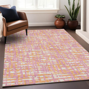 Homeroots 3' Beige And Gray Abstract Washable Indoor-outdoor Area Rug For Stylish Spaces And Durability 10' X 14' Polyester 602592
