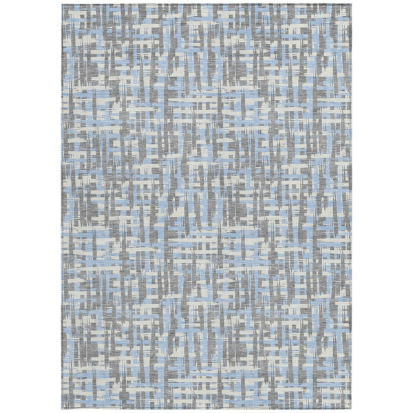 Homeroots 3' Beige And Gray Abstract Washable Indoor-outdoor Area Rug For Stylish Spaces And Durability 5' X 8' Polyester 602594