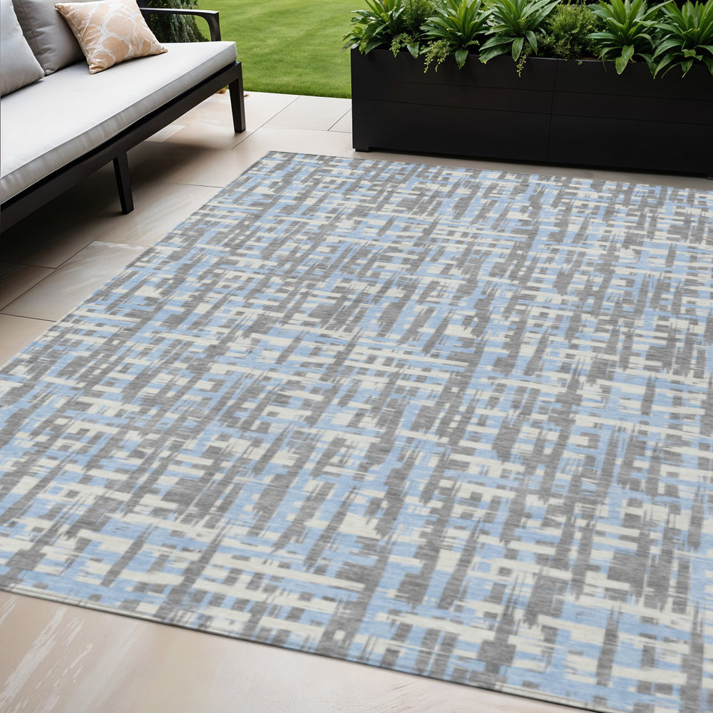 Homeroots 3' Beige And Gray Abstract Washable Indoor-outdoor Area Rug For Stylish Spaces And Durability 5' X 8' Polyester 602594