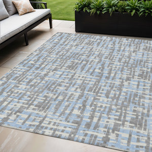 Homeroots 3' Beige And Gray Abstract Washable Indoor-outdoor Area Rug For Stylish Spaces And Durability 5' X 8' Polyester 602594