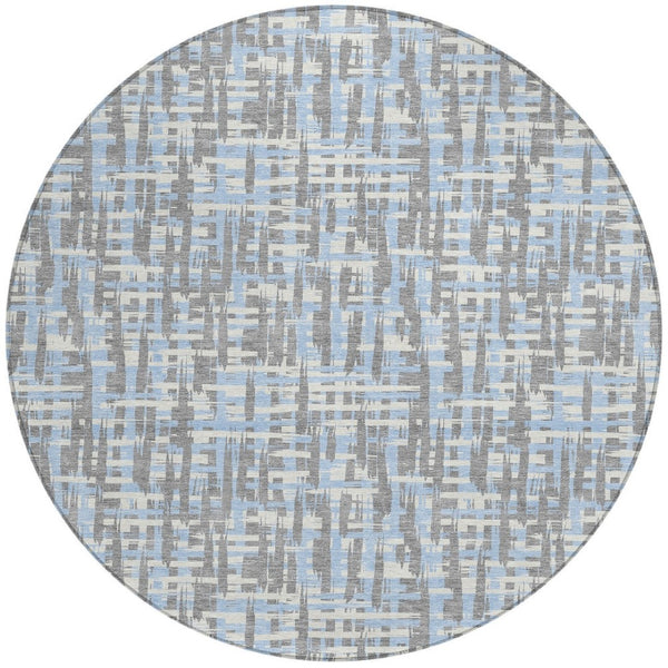 Homeroots 3' Beige And Gray Abstract Washable Indoor-outdoor Area Rug For Stylish Spaces And Durability 8' Round Polyester 602595