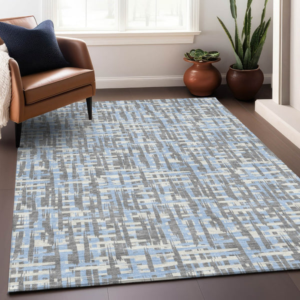 Homeroots 3' Beige And Gray Abstract Washable Indoor-outdoor Area Rug For Stylish Spaces And Durability 8' X 10' Polyester 602596