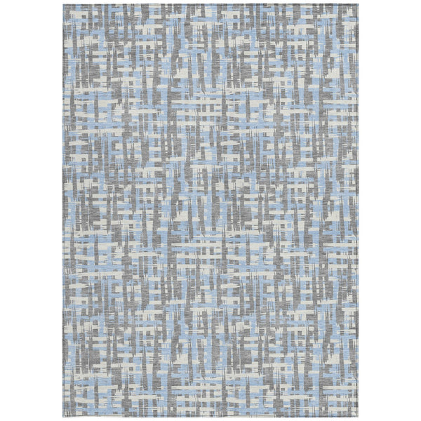 Homeroots 3' Beige And Gray Abstract Washable Indoor-outdoor Area Rug For Stylish Spaces And Durability 9' X 12' Polyester 602597