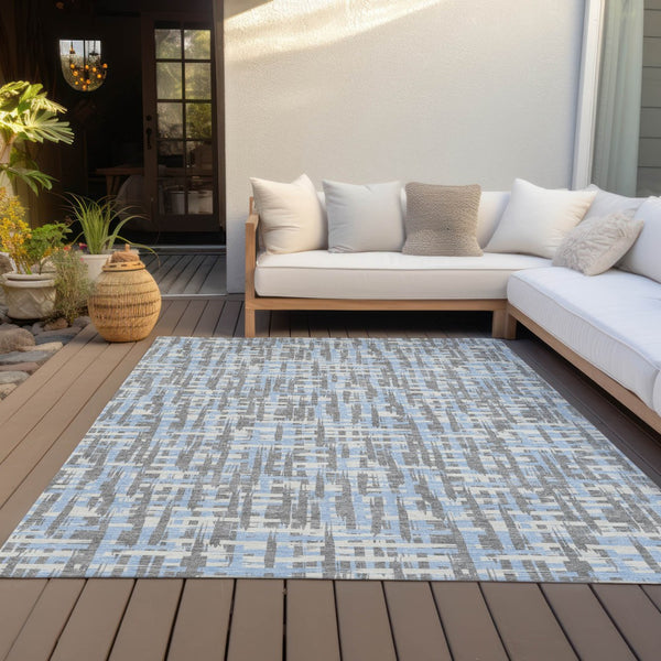 Homeroots 3' Beige And Gray Abstract Washable Indoor-outdoor Area Rug For Stylish Spaces And Durability 9' X 12' Polyester 602597
