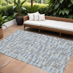 Homeroots 3' Beige And Gray Abstract Washable Indoor-outdoor Area Rug For Stylish Spaces And Durability 10' X 14' Polyester 602598