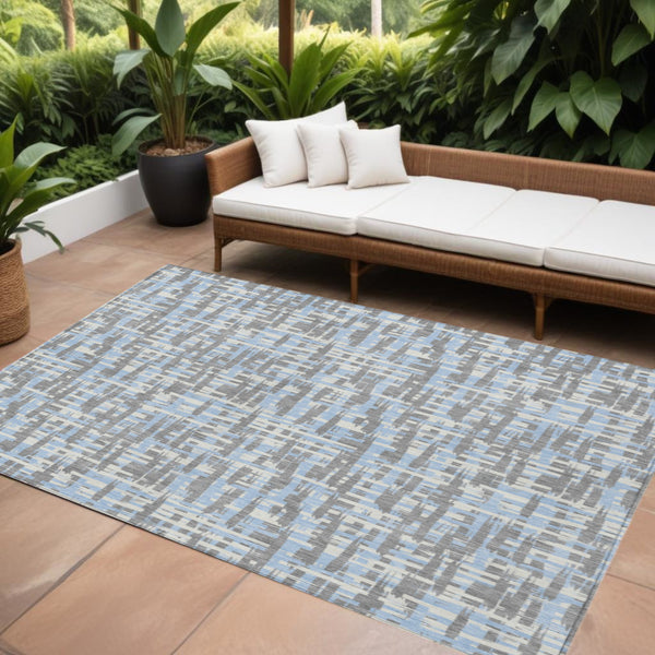 Homeroots 3' Beige And Gray Abstract Washable Indoor-outdoor Area Rug For Stylish Spaces And Durability 10' X 14' Polyester 602598