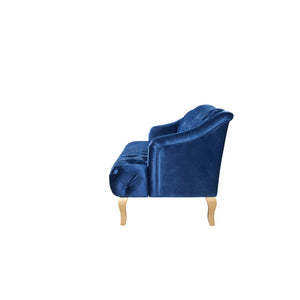 English Elm Comfy Velvet Tufted Three Seat Sofa with Rolled Arms Mid Century Modern Living Room Dark Blue N760P178601C