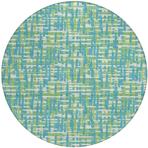 Homeroots 3' Beige And Gray Abstract Washable Indoor-outdoor Area Rug For Stylish Spaces And Durability 8' Round Polyester 602601