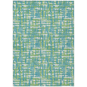 HomeRoots 5' Turquoise Green and Ivory Abstract Area Rug – Stylish, Washable Design for Indoor and Outdoor Use 10' X 14' 602604