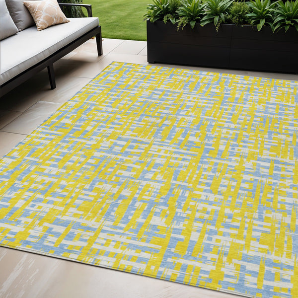 Homeroots 3' Beige And Gray Abstract Washable Indoor-outdoor Area Rug For Stylish Spaces And Durability 5' X 8' Polyester 602606
