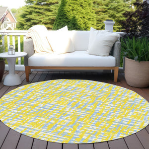Homeroots 3' Beige And Gray Abstract Washable Indoor-outdoor Area Rug For Stylish Spaces And Durability 8' Round Polyester 602607