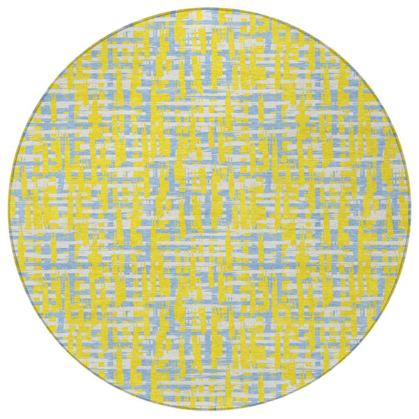 Homeroots 3' Beige And Gray Abstract Washable Indoor-outdoor Area Rug For Stylish Spaces And Durability 8' Round Polyester 602607
