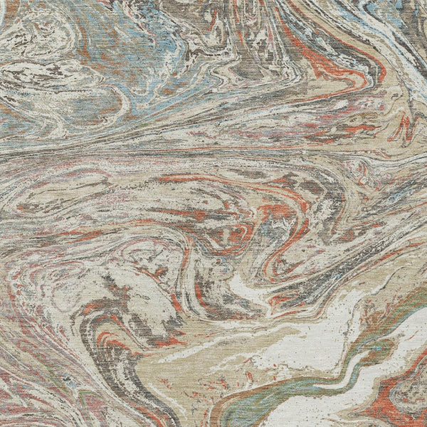 Homeroots 3' Beige Pink And Blue Abstract Washable Area Rug - Perfect For Indoor And Outdoor Spaces, Durable Design 5' X 8' Polyester 602612