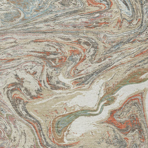 Homeroots 3' Beige Pink And Blue Abstract Washable Area Rug - Perfect For Indoor And Outdoor Spaces, Durable Design 8' X 10' Polyester 602614