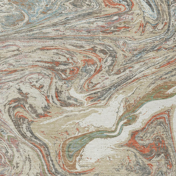 Homeroots 3' Beige Pink And Blue Abstract Washable Area Rug - Perfect For Indoor And Outdoor Spaces, Durable Design 8' X 10' Polyester 602614