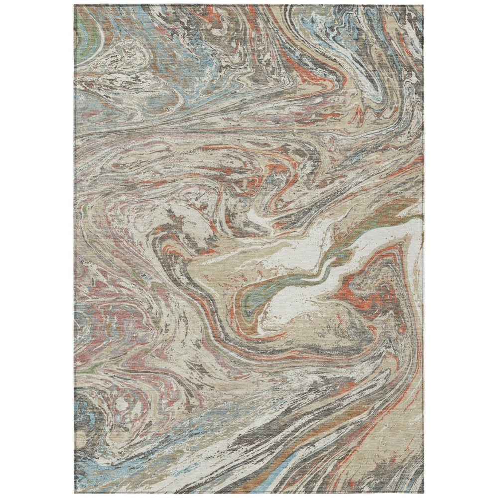 HomeRoots 9' Abstract Washable Area Rug in Beige, Pink & Blue - Durable, Stylish, Perfect for Indoor/Outdoor Use 602615