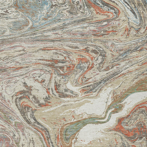 Homeroots 3' Beige Pink And Blue Abstract Washable Area Rug - Perfect For Indoor And Outdoor Spaces, Durable Design 9' X 12' Polyester 602615