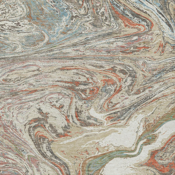 Homeroots 3' Beige Pink And Blue Abstract Washable Area Rug - Perfect For Indoor And Outdoor Spaces, Durable Design 10' X 14' Polyester 602616