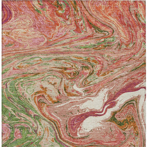 Homeroots 3' Beige Pink And Blue Abstract Washable Area Rug - Perfect For Indoor And Outdoor Spaces, Durable Design 5' X 8' Polyester 602618