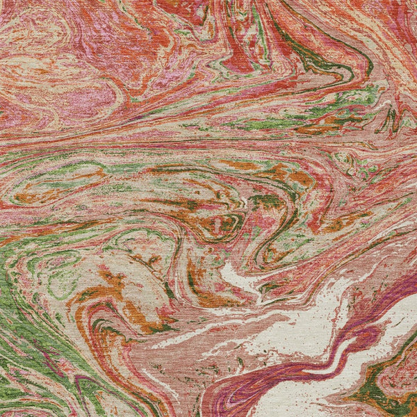 Homeroots 3' Beige Pink And Blue Abstract Washable Area Rug - Perfect For Indoor And Outdoor Spaces, Durable Design 9' X 12' Polyester 602621