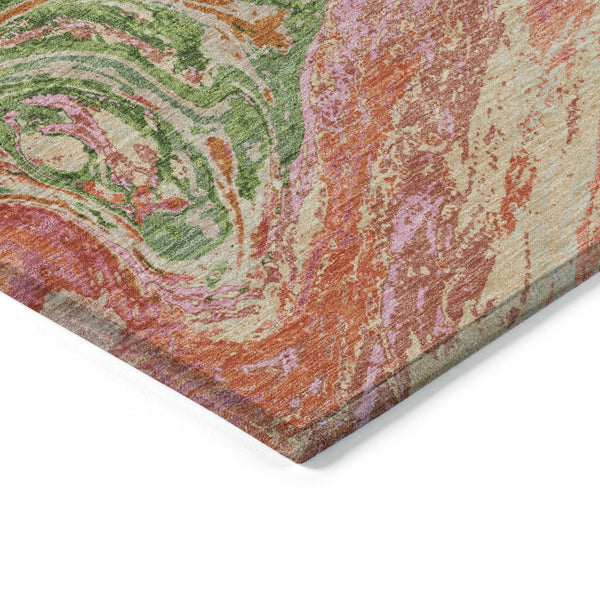 Homeroots 3' Beige Pink And Blue Abstract Washable Area Rug - Perfect For Indoor And Outdoor Spaces, Durable Design 10' X 14' Polyester 602622