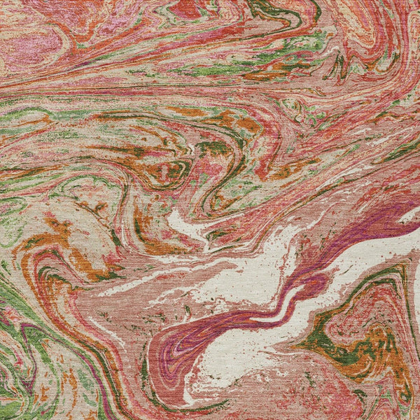 Homeroots 3' Beige Pink And Blue Abstract Washable Area Rug - Perfect For Indoor And Outdoor Spaces, Durable Design 10' X 14' Polyester 602622