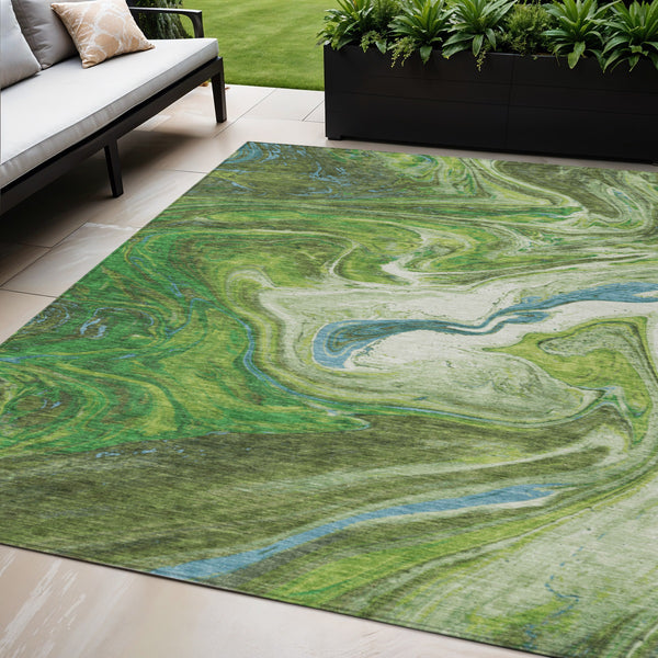 Homeroots 3' Beige Pink And Blue Abstract Washable Area Rug - Perfect For Indoor And Outdoor Spaces, Durable Design 5' X 8' Polyester 602624