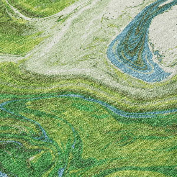 Homeroots 3' Beige Pink And Blue Abstract Washable Area Rug - Perfect For Indoor And Outdoor Spaces, Durable Design 9' X 12' Polyester 602627