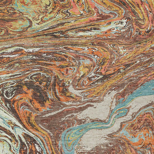 Homeroots 3' Beige Pink And Blue Abstract Washable Area Rug - Perfect For Indoor And Outdoor Spaces, Durable Design 5' X 8' Polyester 602630