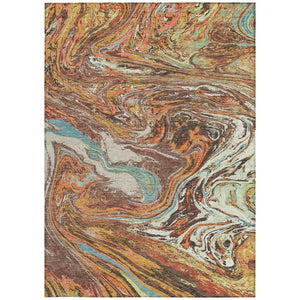 Homeroots 3' Beige Pink And Blue Abstract Washable Area Rug - Perfect For Indoor And Outdoor Spaces, Durable Design 9' X 12' Polyester 602633