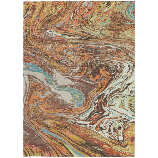 Homeroots 3' Beige Pink And Blue Abstract Washable Area Rug - Perfect For Indoor And Outdoor Spaces, Durable Design 9' X 12' Polyester 602633